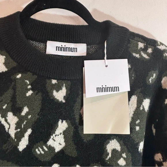 MINIMUM Sz M Wool Blend Crew Neck Abstract Pattern Design Sweater NEW WITH TAGS - Picture 3 of 10